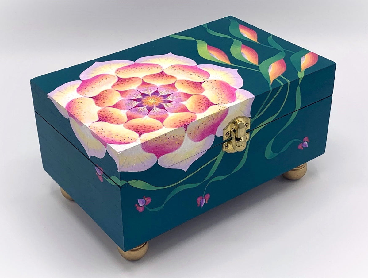 THE GEMIMA  Hand-Painted Heirloom Keepsake Box — An elegant storage piece for cherished treasures, jewelry, and personal collections