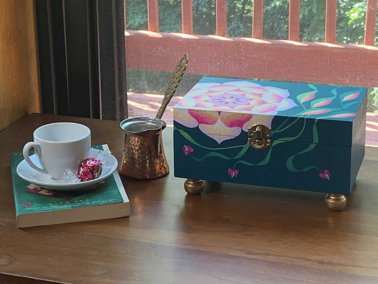 THE GEMIMA  Hand-Painted Heirloom Keepsake Box — An elegant storage piece for cherished treasures, jewelry, and personal collections