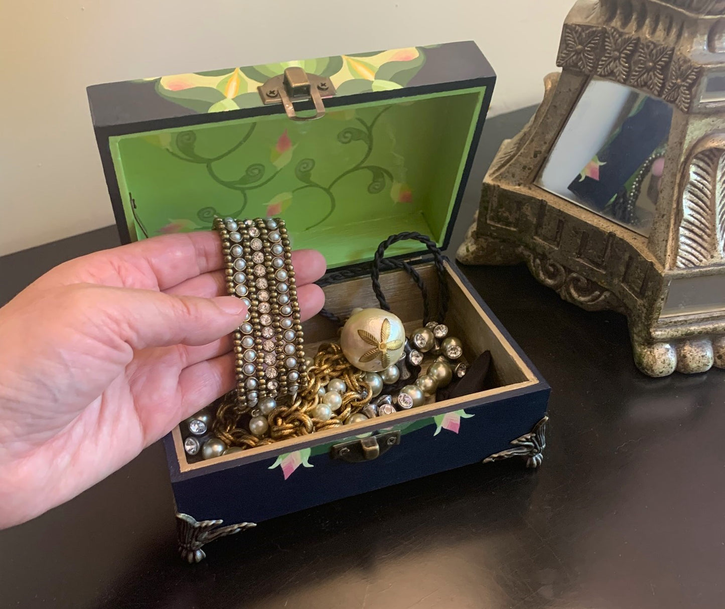 THE BEATRICE  Hand-Painted Keepsake Box — Ideal for jewelry, handwritten notes, small treasures, and sentimental mementos