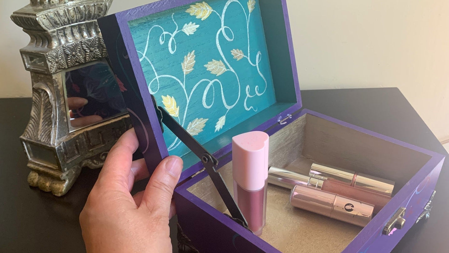 THE EMILY  Hand-Painted Floral Keepsake Box — Designed to hold jewelry, cosmetics, letters, and life's most cherished belongings