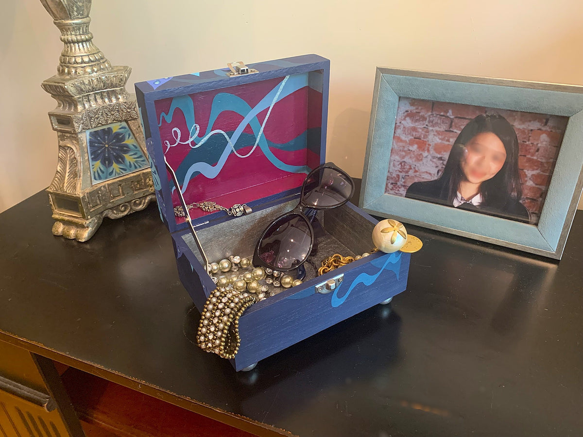 THE NICHOLAS  Hand-Painted Keepsake & Jewelry Box —  Features hidden interior artwork and is perfect for jewelry, sunglasses, and treasured keepsakes