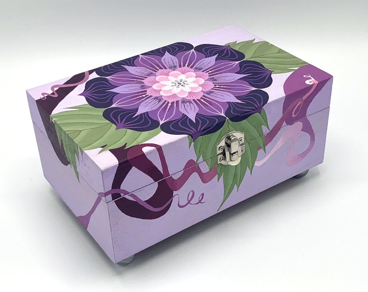 THE UNA MAY  Hand-Painted Floral Keepsake Box — Created to store precious mementos while adding beauty and artistry to any room