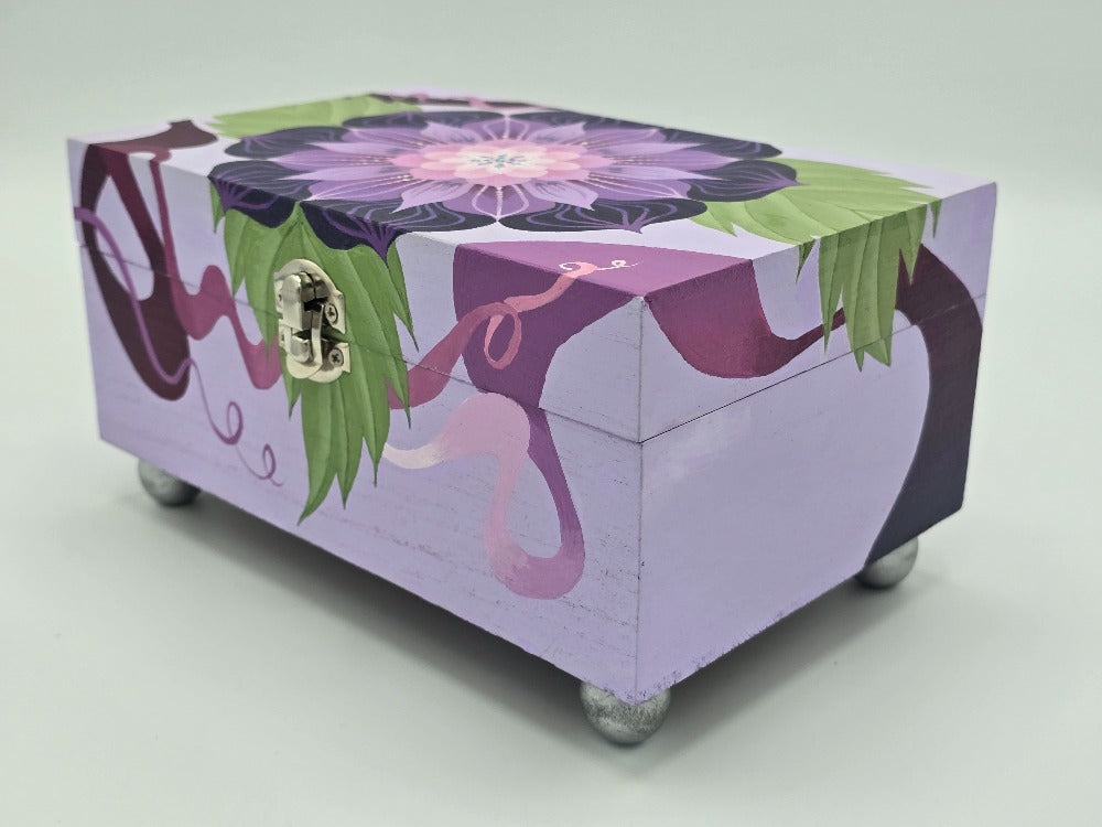 THE UNA MAY  Hand-Painted Floral Keepsake Box — Created to store precious mementos while adding beauty and artistry to any room
